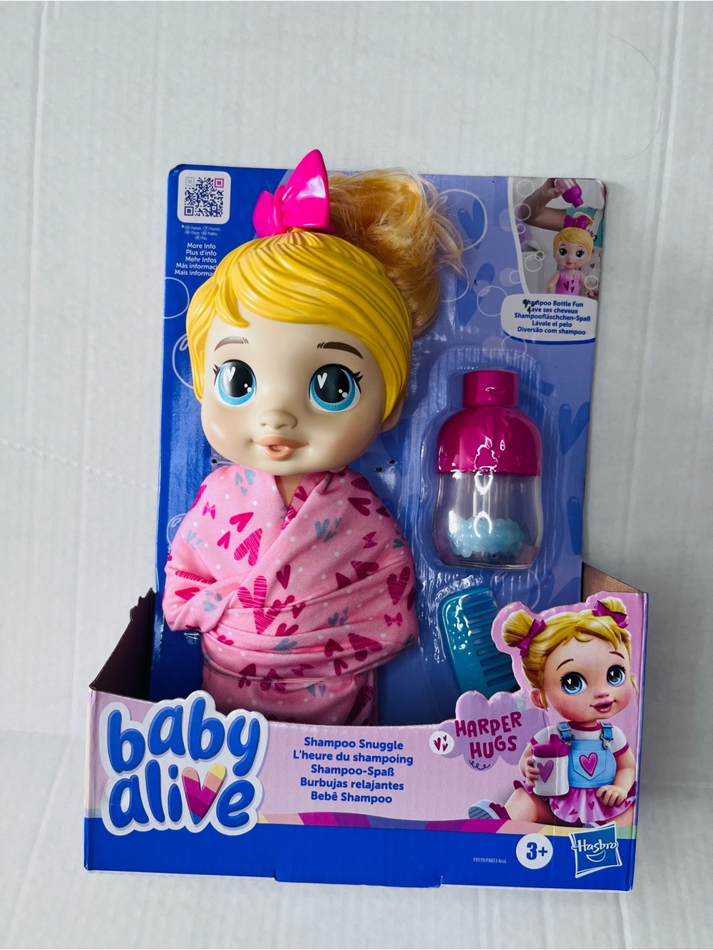 Hasbro Baby Alive Harper Hugs Doll with Pink Bow and Wrap